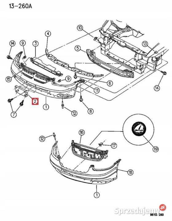LISTWA POD TABLICĘ PRZÓD DODGE GRAND CARAVAN osobowe