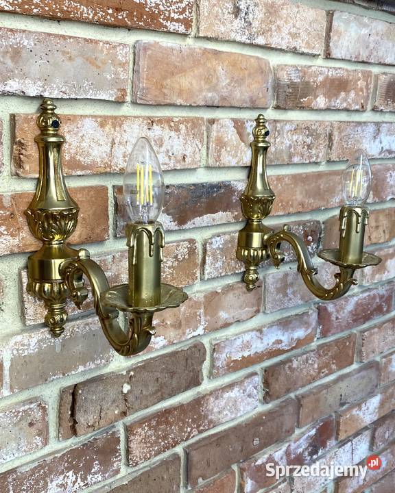 Para Francuskich kinkietów 3 mosiądz Antyk Poznań sprzedam