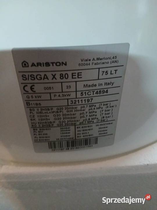 Podgrzewacz gazowy wody terma bojler Ariston 80l Bojlery podkarpackie Brzozów