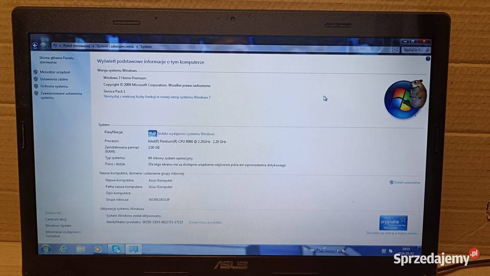 Laptop ASUS X54C Pentium Dual 3Gb Ram 500HDD Poznań sprzedam