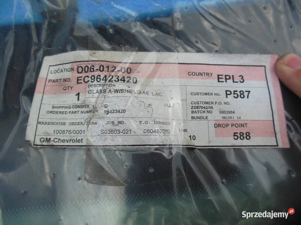 SZYBA CZOŁOWA CHEVROLET LACETTI 2004 EC96423420 osobowe śląskie Kozy