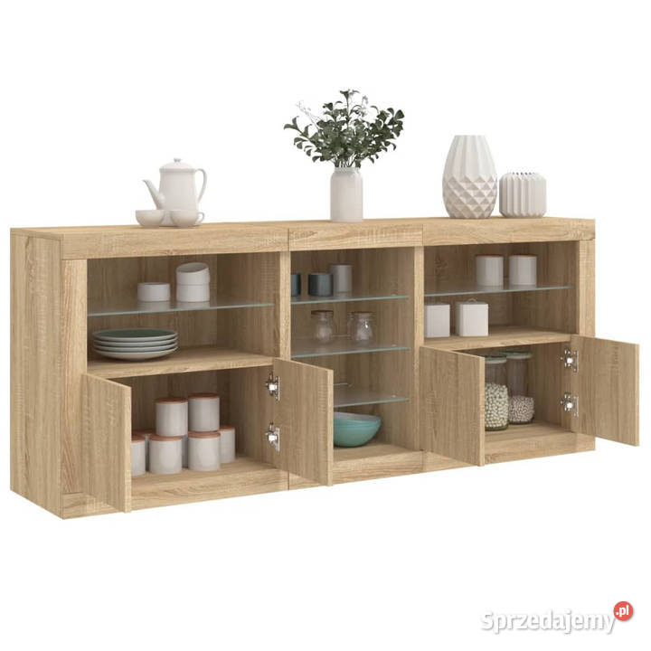 Szafka z oświetleniem LED dąb sonoma 162x37x67