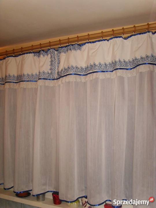 FIRANKA Z FALBANĄ ORYGINALNA HAFT WYSTRÓJ OKNA biały Wrocław