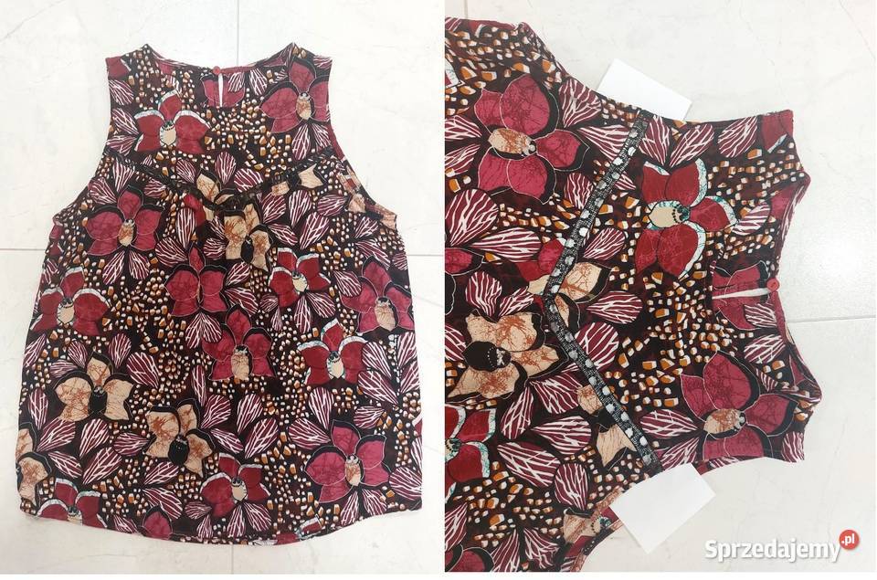 Bluzka S 36 Orsay brązowa kwiaty wiskoza NOWA Warszawa