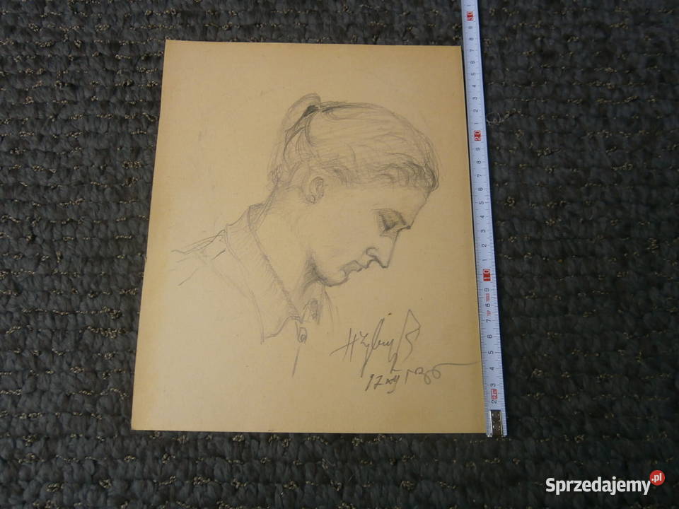 Szkic ołówkiem Kobieta sygnowany ładny stan