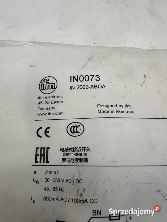 IFM IN0073 Czujnik indukcyjny