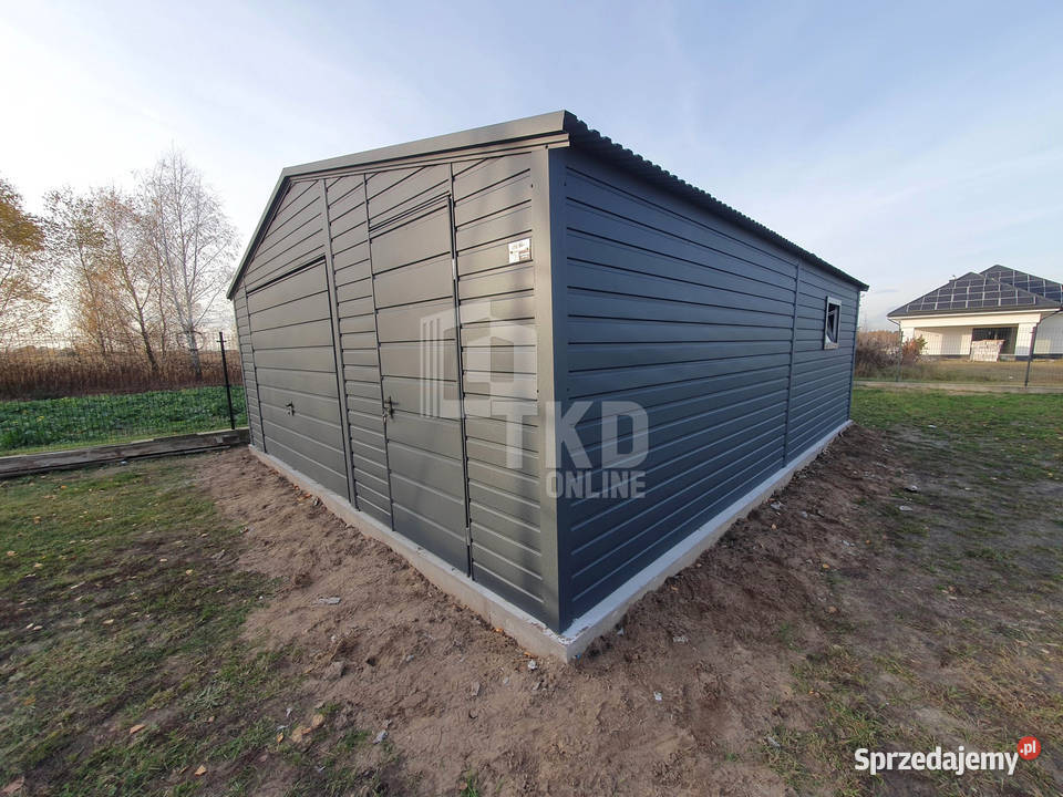 Garaż Blaszany 6x6 Brama drzwi okno Antracyt Busko-Zdrój