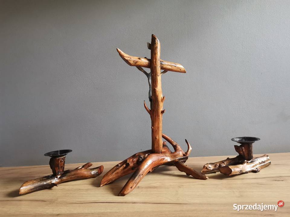 Stary drewniany Krzyż Krucyfiks Pasyjka 2 Rękodzieło