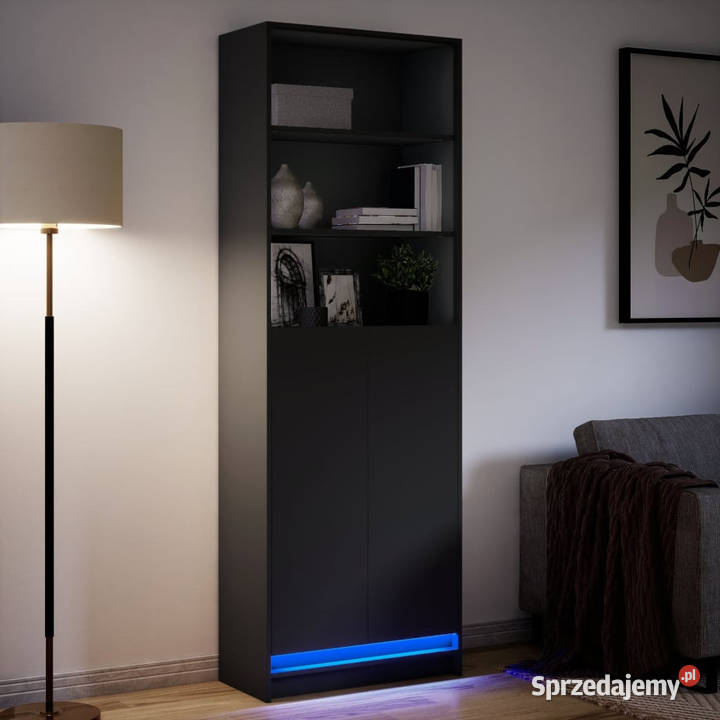 Wysoka szafka z LED czarna 69x325x200 WM3307906 Pozostałe Warszawa sprzedam