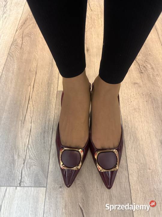 41 Bordowe czółenka wieczorowe z odkrytą Pięta Kraków