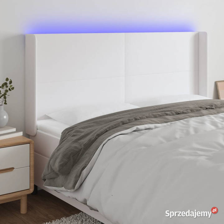 Zagłówek do łóżka z LED biały 183x16x118128 mazowieckie Warszawa