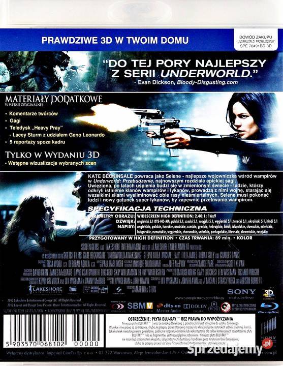 UNDERWORLD PRZEBUDZENIE BLURAY 3D Filmy Kalisz