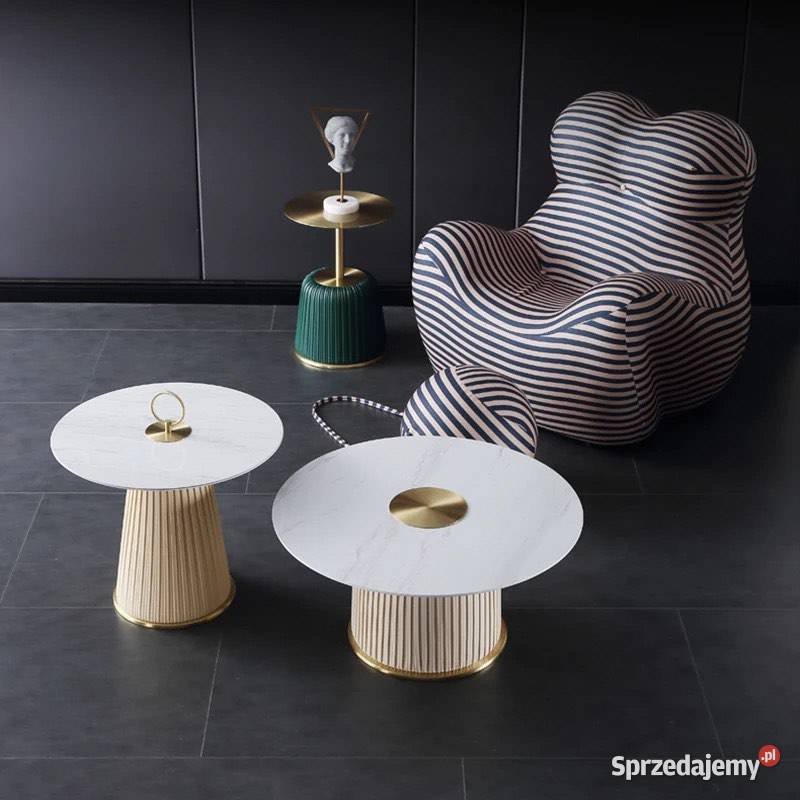 Złoty stolik kawowy Premium Nadia z kamiennym Nowy Sącz