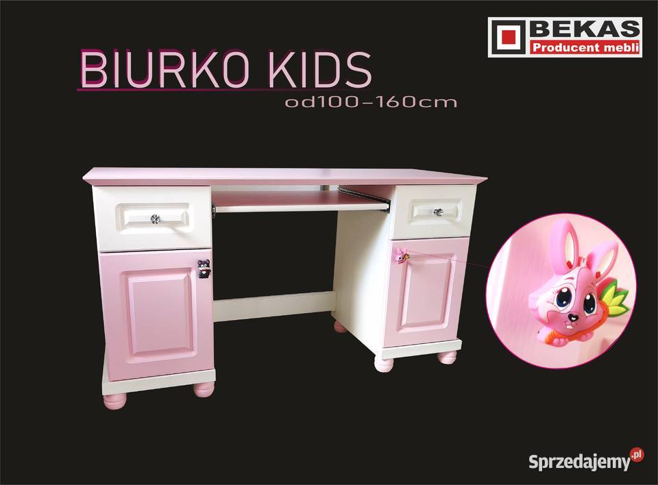 Biurko KIDS Małej Księżniczki Białe Różowe PINK Dom i Ogród