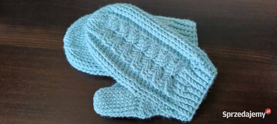 Niebieskie rękawiczki robione na szydełku Dla kobiet Lubin
