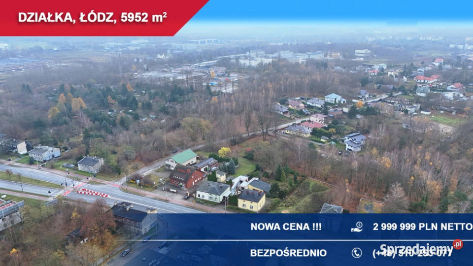 Działka inwestycyjna pod segmenty bliźniaki 5952m2 Sprzedaż Łódź