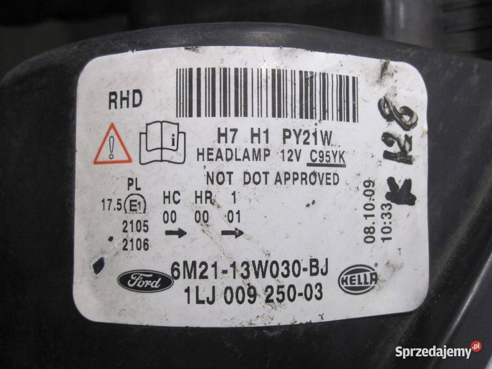 FORD S MK1 I 09r lampa lewa przód 6M21BW030BJ osobowe Kielce