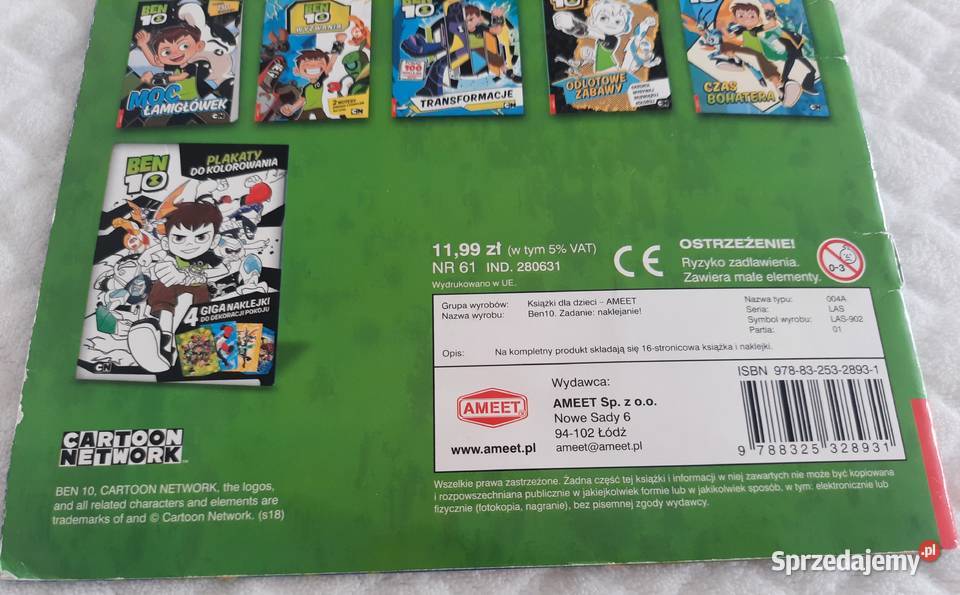 Ben10 Zadanie naklejanie Ameet Książeczki dzieci śląskie Czeladź