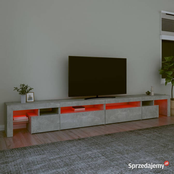 Szafka pod TV z oświetleniem LED szarość betonu Warszawa