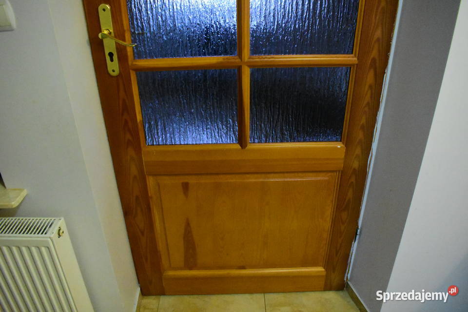 Duże drzwi wewnętrzne drewniane szkło 98 x 220 Płock sprzedam