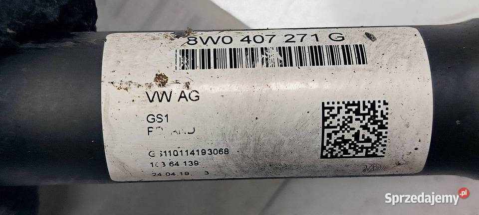 PÓŁOŚ PRAWA PRZÓD AUDI A4 B9 8W0407271G kujawsko-pomorskie Lipno