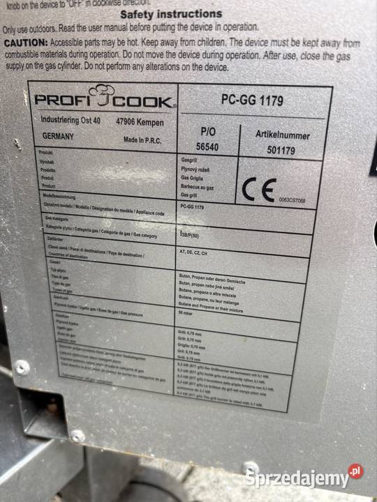 Grill gazowy ProfiCook PCGG 1179 93 kW łódzkie