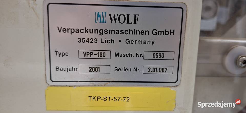 Maszyna pakująca WOLF VPP180 Kokotów sprzedam