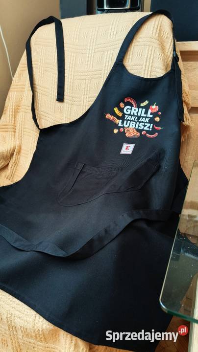Fartuch czarny długi do grilla Zawory