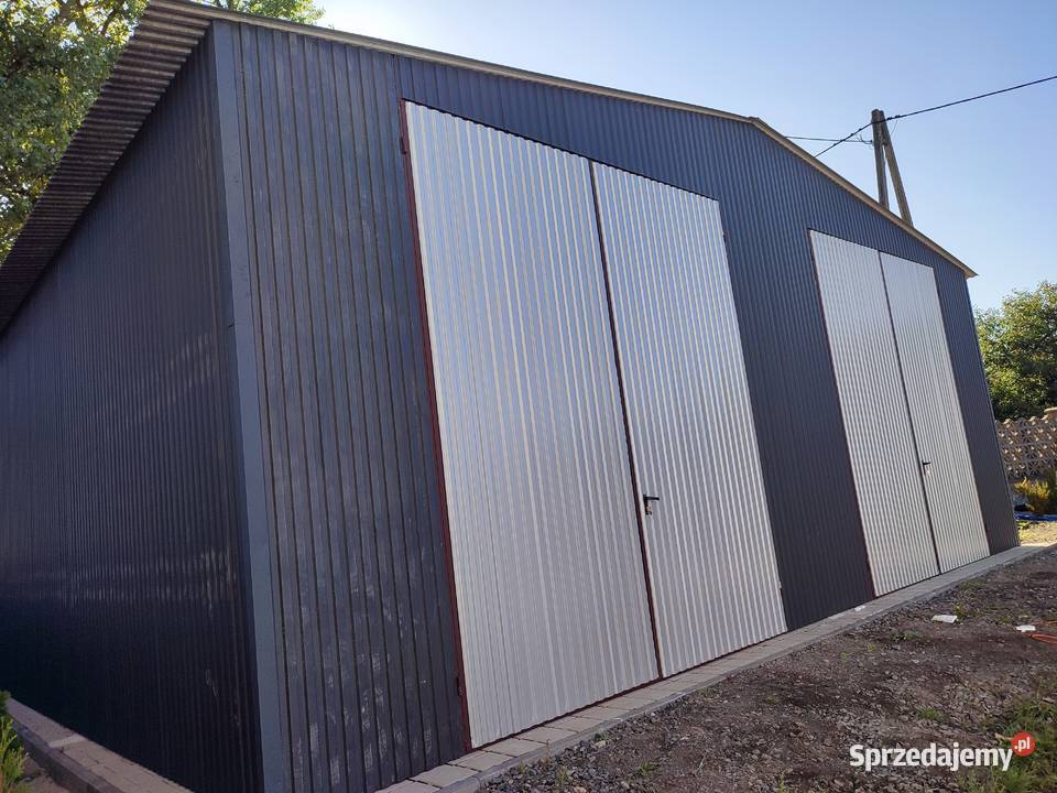Garaż blaszany o wymiarach 8x8m z dachem Kąty Wrocławskie