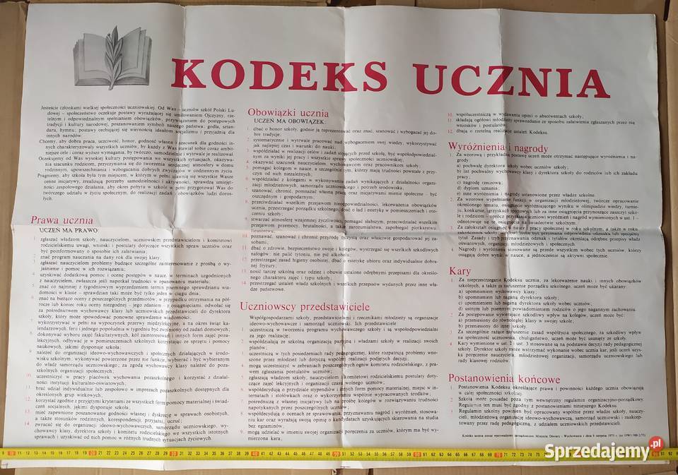 416 KODEKS UCZNIA Plakat z PRLu RETRO Stylówka Łódź