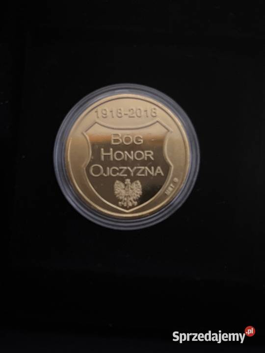 Złota moneta Bóg Honor Ojczyzna Kozubszczyzna