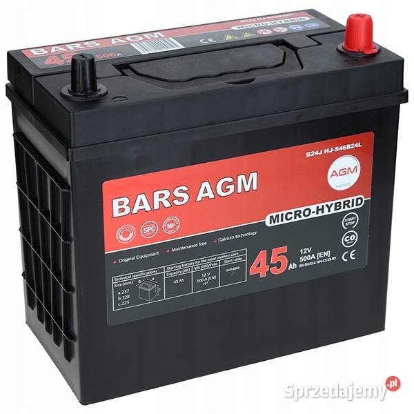 Akumulator Bars HYBRID AGM LINE 12V 45Ah 500A P osobowe Jelcz-Laskowice sprzedam