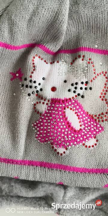 Czapka z szalikiem dziewczynki szary/srebrny