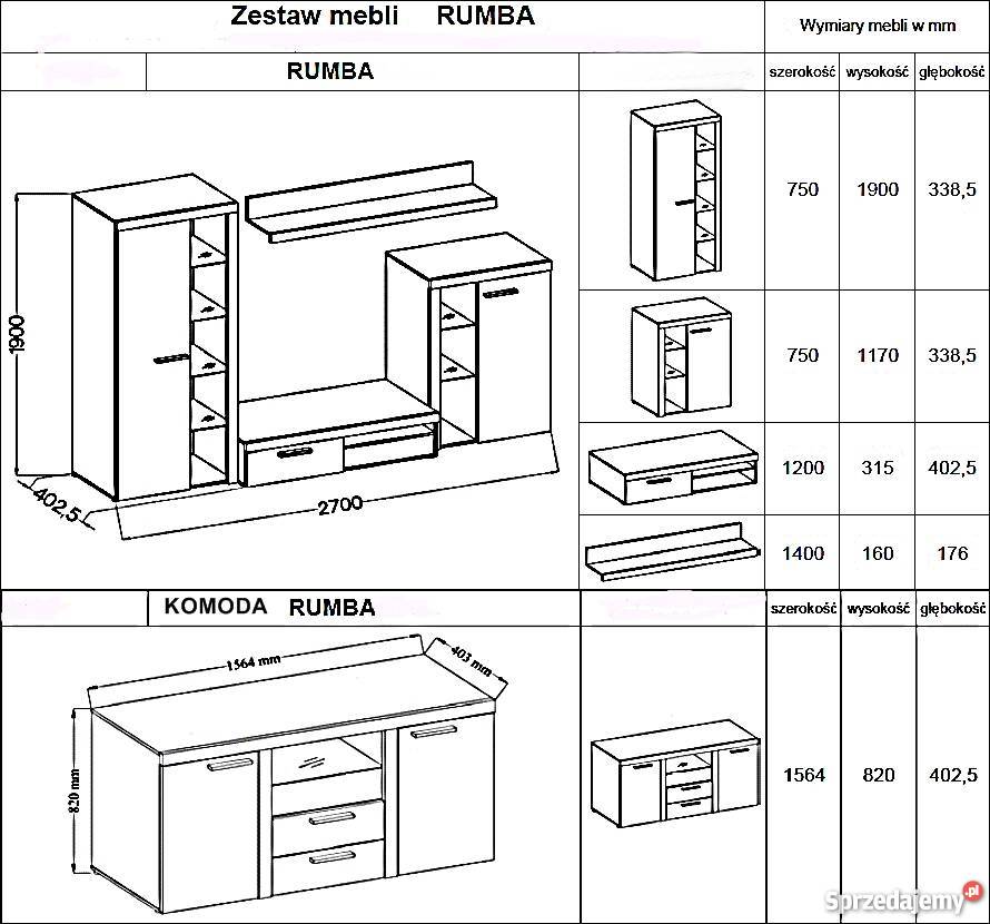 Meblościanka RUMBA 4 kolory dostawa cała Polska