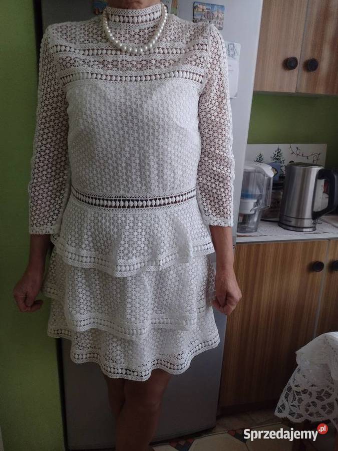 38M Biała sukienka koronkowahaftowana z Londynu Kraków