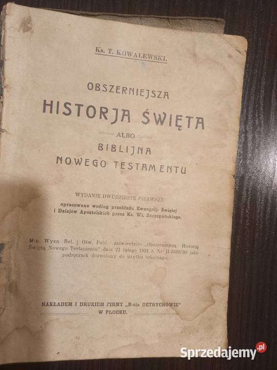 Obszerniejsza Historja Święta 1930r T Kowalewski podlaskie Białystok