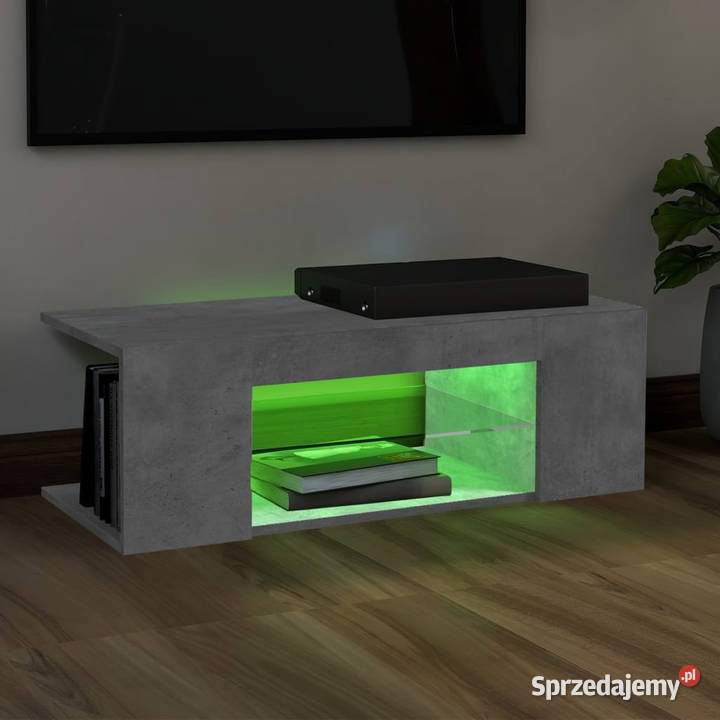 Szafka pod TV z oświetleniem LED szarość betonu RTV mazowieckie Warszawa