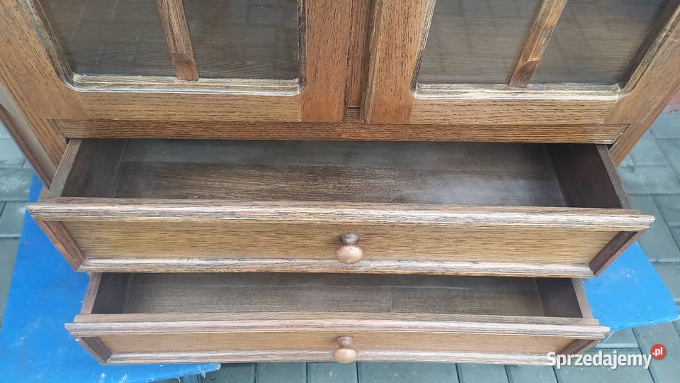 Witryna dębowa Kredens Biblioteka z półkami Gawroniec