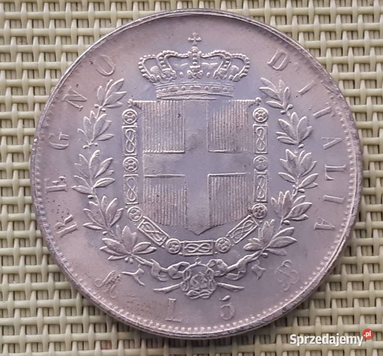 Moneta Kopia 5 LIRÓW 1873 VITTORIO EMANUEL II 18 Pruszków sprzedam