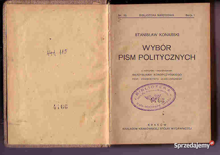 3767 WYBÓR PISMA POLITYCZNYCH STANISŁAW KONARSKI małopolskie