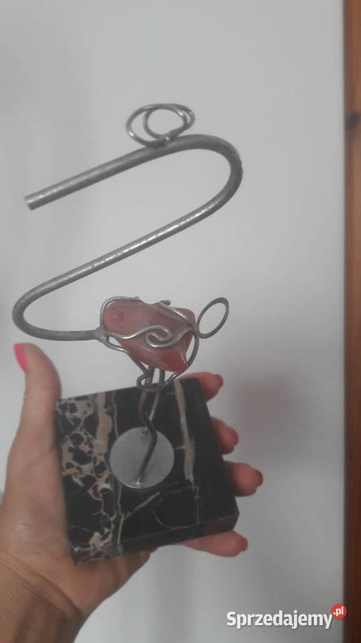 Metalowy ptak z kamykiem kamienna podstawa 21 inny kolor Radom