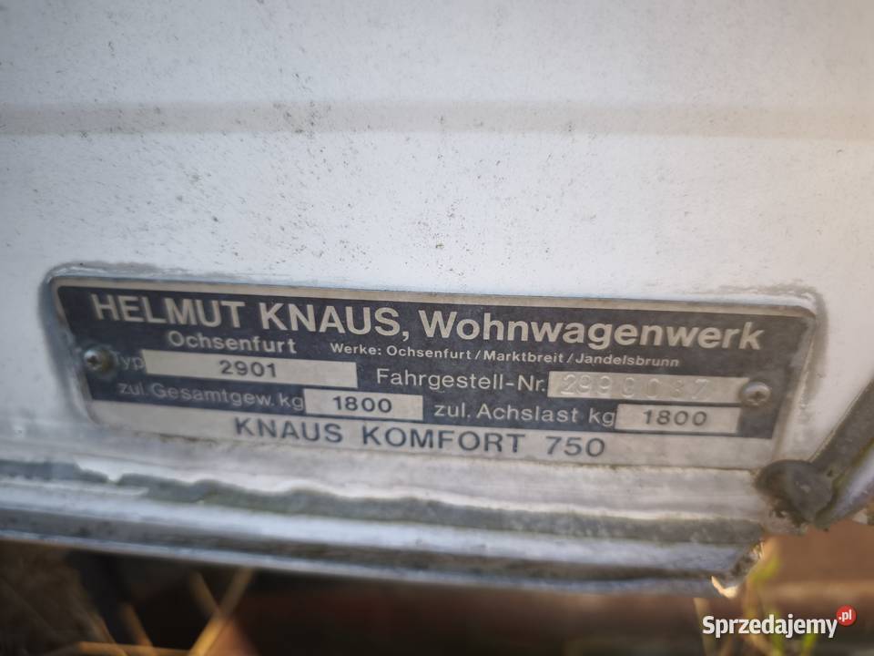 Przyczepa Kempingowa KNAUS KOMFORT 750 sprzedam