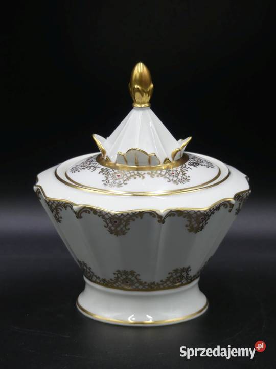 Zjawiskowa bomboniera art deco Hertel Jacob Porcelana i szkło wielkopolskie
