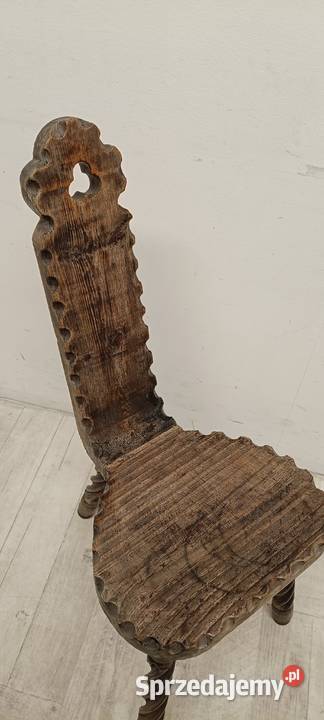 krzesło rzeźbione artystyczne stare drewniane Radomsko