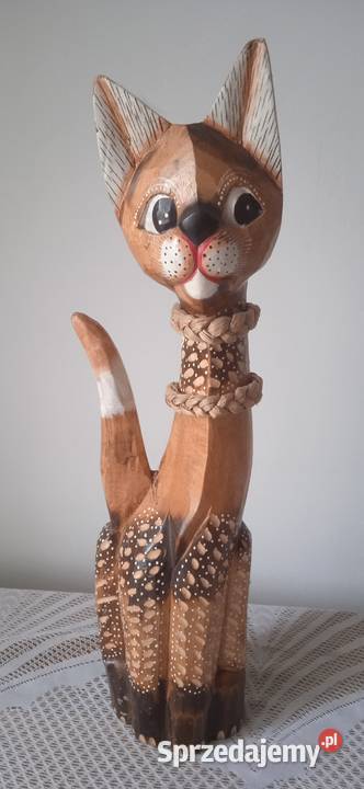 Rzeźba drewnianego kota Rękodzieło Świdnica