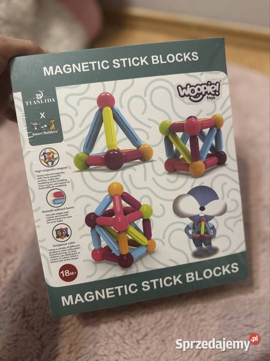 Klocki magnetyczne grube 38 elementów nowe 18m Plastik Poznań sprzedam