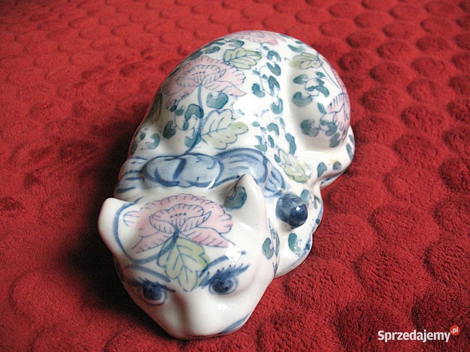 KOT w kwiaty malowany 91 x 22 x 11 Figurka z Siedlce