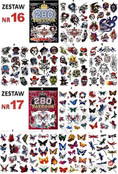 Zestaw Tatuaży Tatuaże Tymczasowe Zmywalne Papier Mogilany