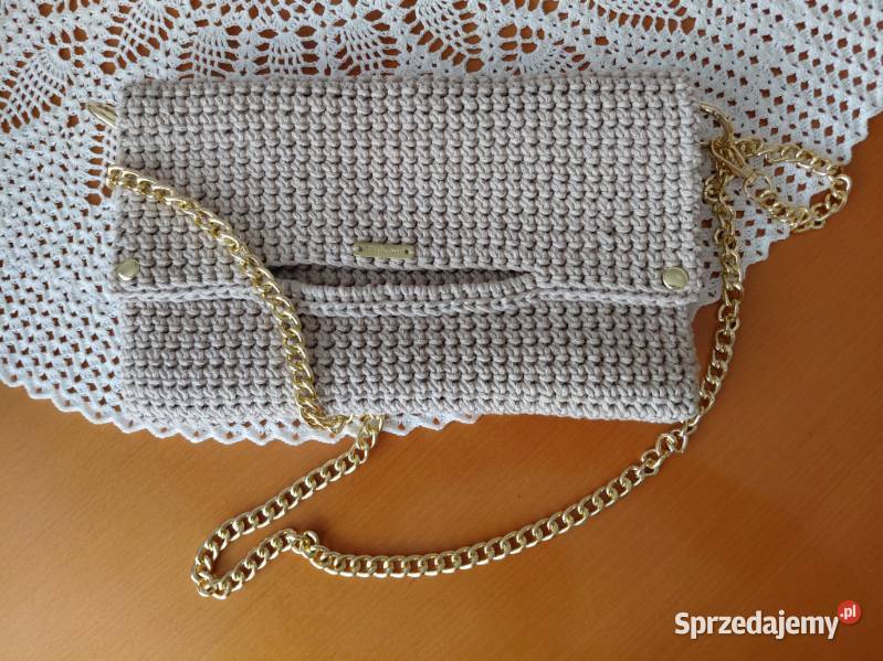 Torebka beżowa ze sznurka bawełnianego