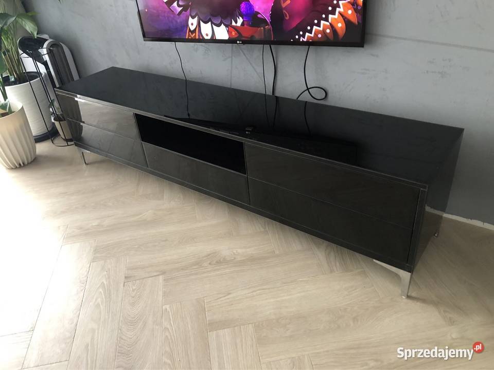 Komoda RTV czarna szklana glamour nowoczesna Kępno sprzedam